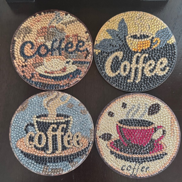 Handmade Other - Handcrafted Coffee Diamond Art Coasters – Café Style | Set of 4